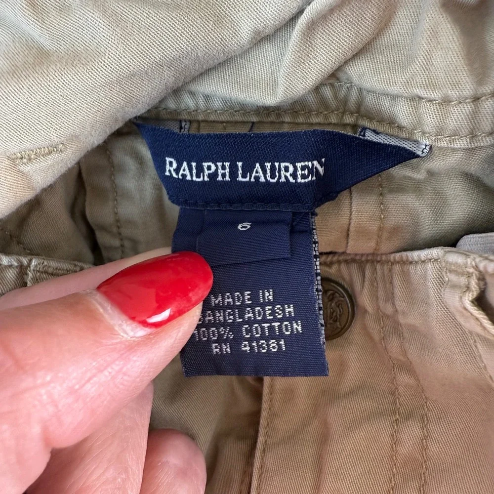 Ralph Lauren Kids Khaki Pleated Skirt Size 6 Cotton‎